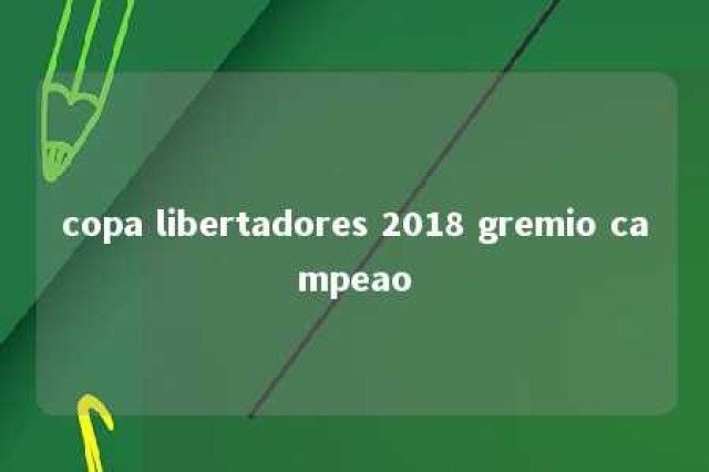 copa libertadores 2018 gremio campeao 